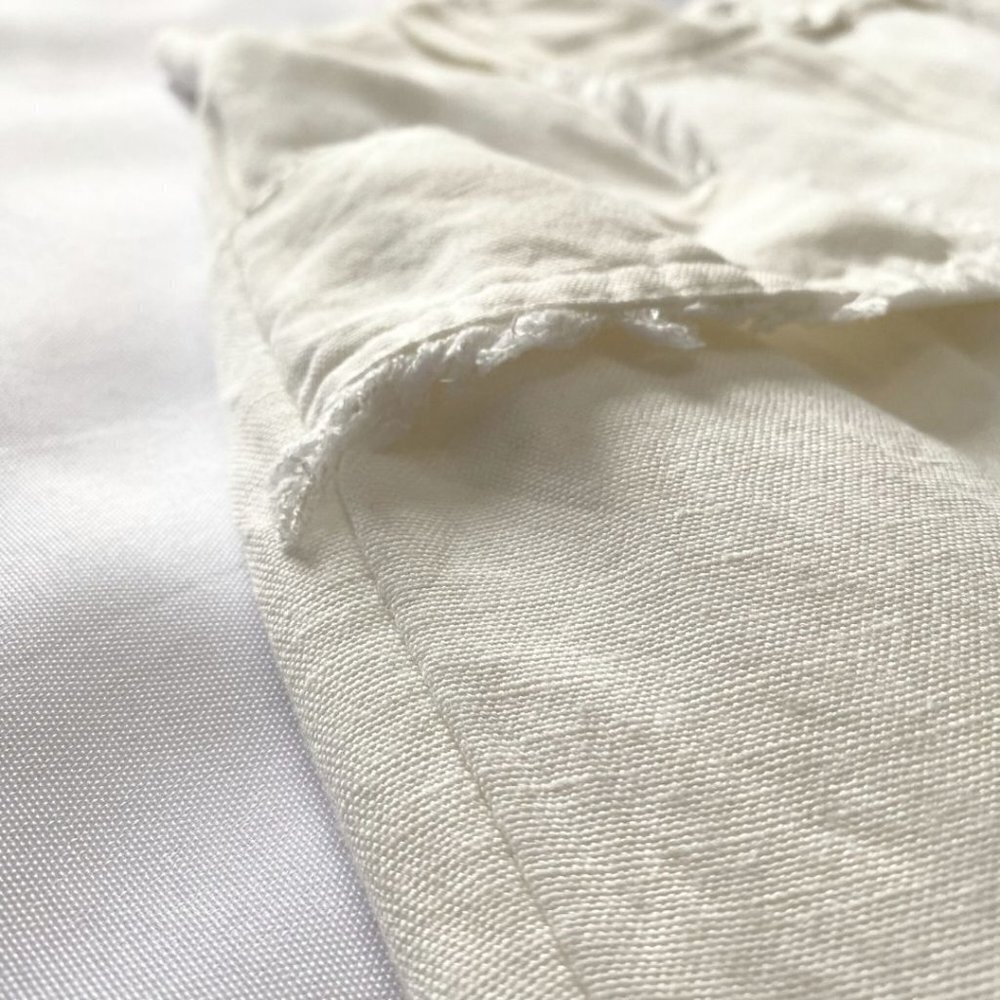 AJE WHITE LINEN BLEND MARTINO TAPERED LEG FRAY PANTS - 4 - Picture 9 of 13